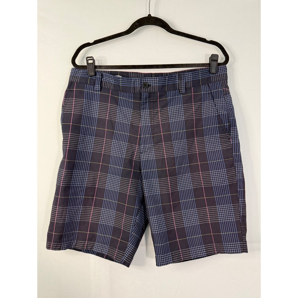 Cutter & Buck‎ Plaid Shorts Mens 34 Navy Blue Modern Fit Stretch Golf Tartan